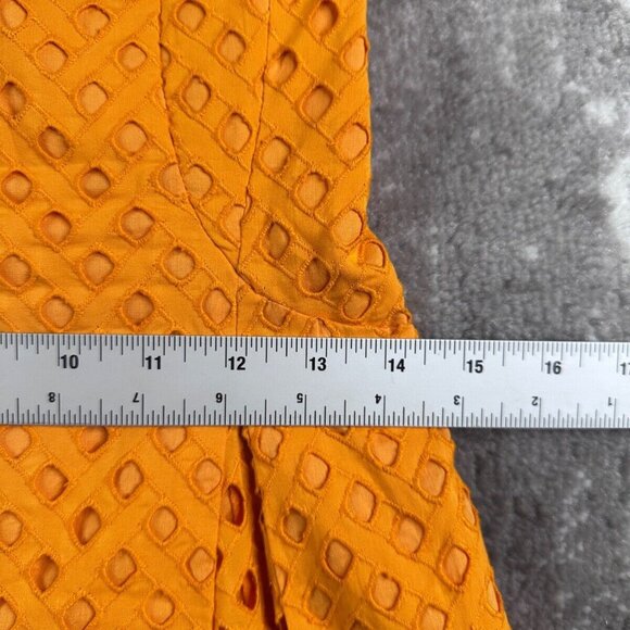 Maeve Dress 0 Womens Orange Eyelet Knit A Line Strapless Smocked Knee Length - Picture 4 of 7